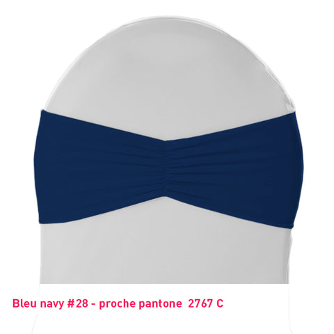 Bandeau de chaise plissé bleu navy en lycra
