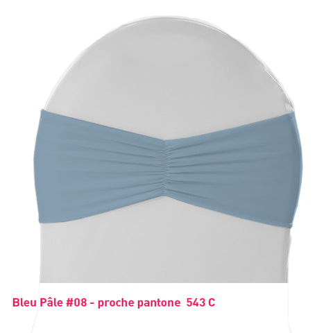 Bandeau de chaise plissé bleu pâle en lycra