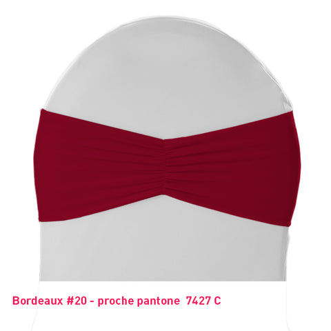 Bandeau de chaise plissé bordeaux en lycra
