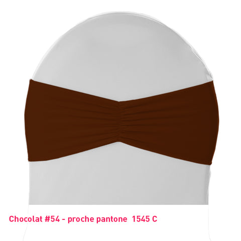 Bandeau de chaise plissé chocolat en lycra