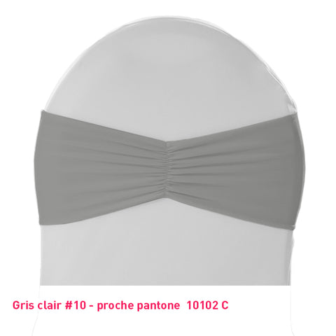 Bandeau de chaise plissé gris clair en lycra
