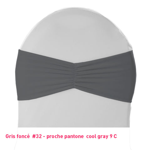 Bandeau de chaise plissé gris foncé en lycra