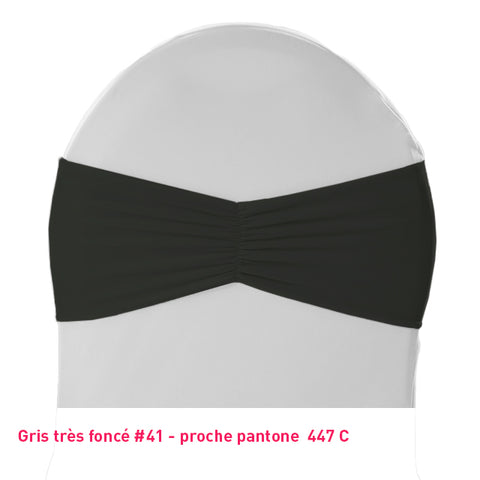 Bandeau de chaise plissé gris très foncé en lycra