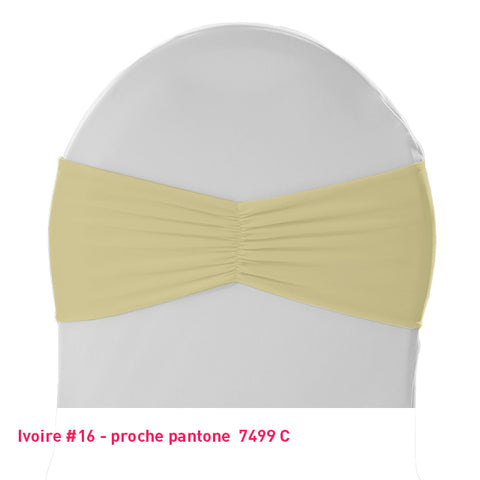 Bandeau de chaise plissé ivoire en lycra