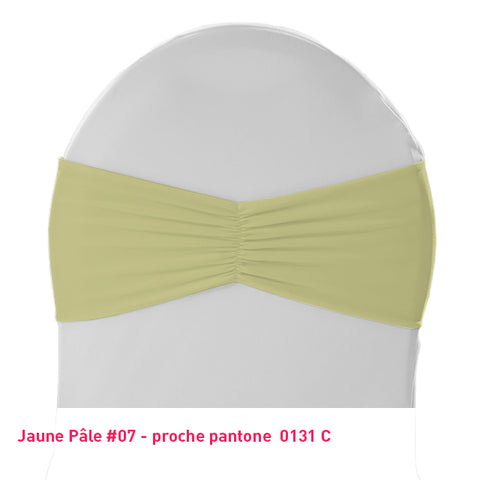 Bandeau de chaise plissé jaune pâle en lycra