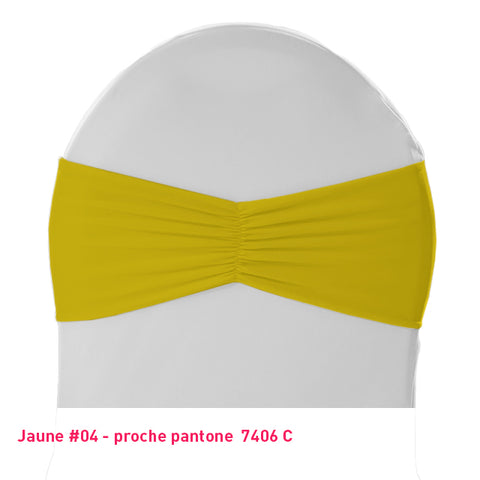 Bandeau de chaise plissé jaune en lycra