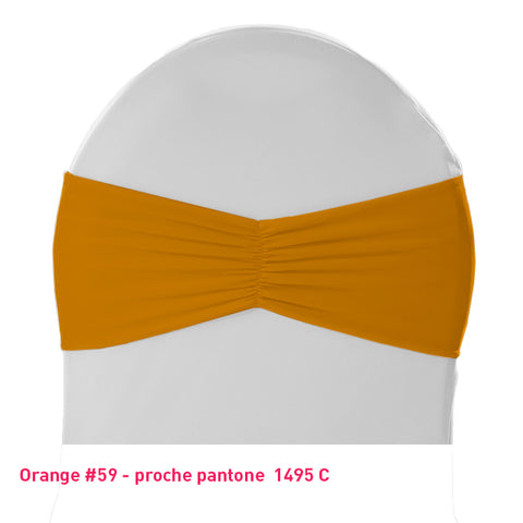 Bandeau de chaise plissé orange en lycra
