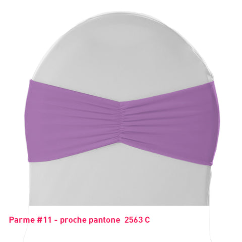 Bandeau de chaise plissé parme en lycra