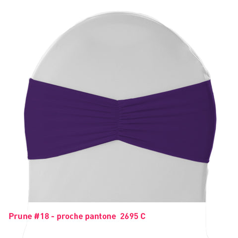 Bandeau de chaise plissé prune en lycra