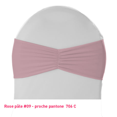 Bandeau de chaise plissé rose pâle en lycra