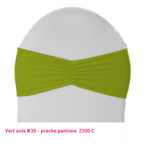 Bandeau de chaise plissé vert anis en lycra
