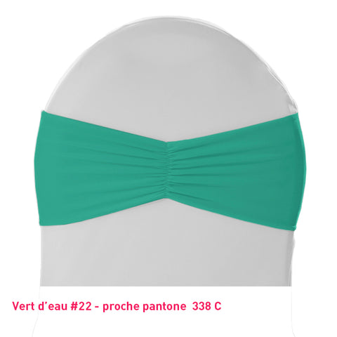 Bandeau de chaise plissé vert d'eau en lycra