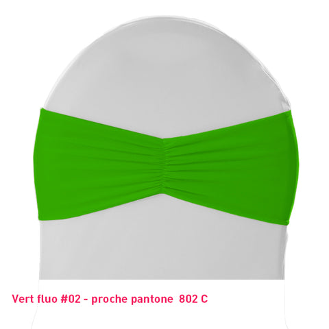 Bandeau de chaise plissé vert fluo en lycra