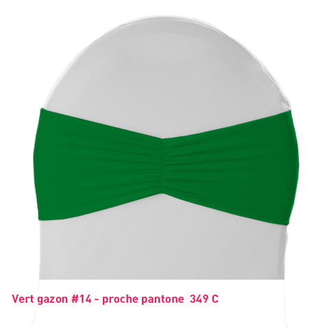 Bandeau de chaise plissé vert gazon en lycra