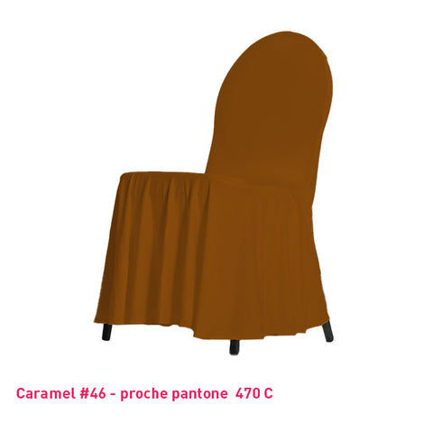 Housse de Chaise avec Juponnage caramel