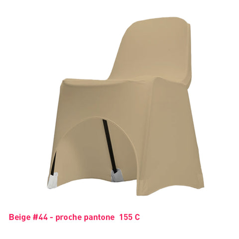 Housse de chaise beige en lycra pour dossier bas