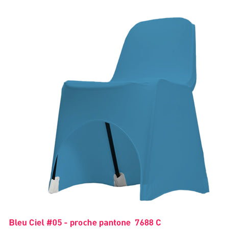 Housse de chaise bleu ciel en lycra pour dossier bas