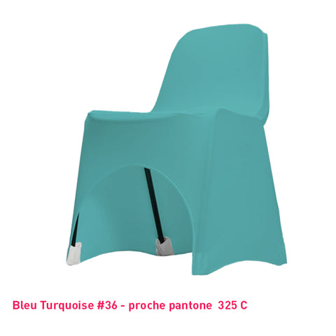 Housse de chaise turquoise en lycra pour dossier bas