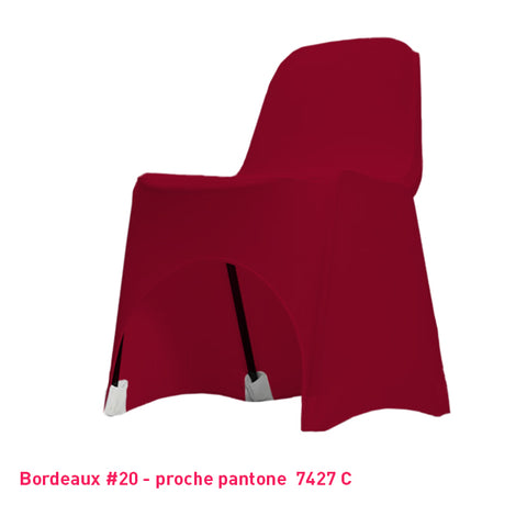 Housse de chaise bordeaux en lycra pour dossier bas