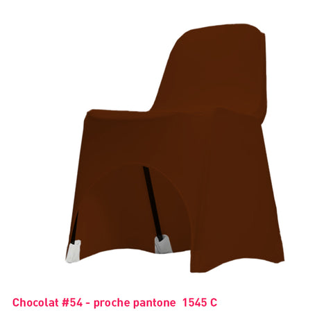 Housse de chaise chocolat en lycra pour dossier bas