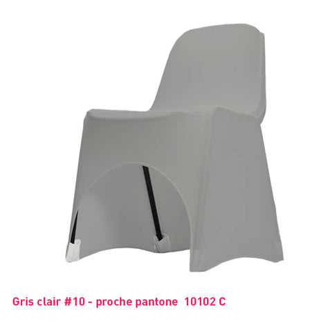 Housse de chaise gris clair en lycra pour dossier bas