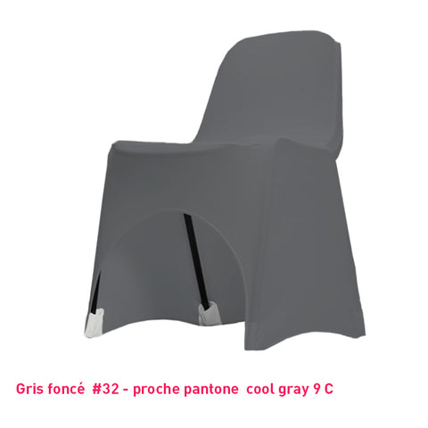 Housse de chaise gris foncé en lycra pour dossier bas