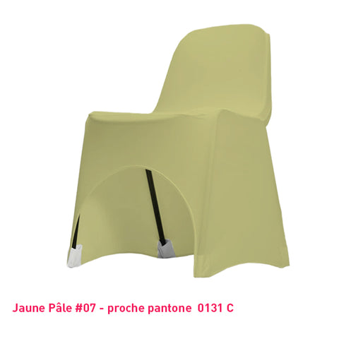 Housse de chaise jaune pâle en lycra pour dossier bas