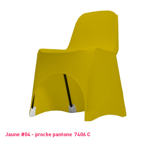 Housse de chaise jaune en lycra pour dossier bas