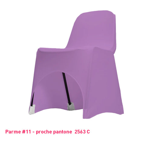 Housse de chaise parme en lycra pour dossier bas