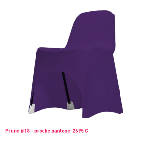 Housse de chaise prune en lycra pour dossier bas