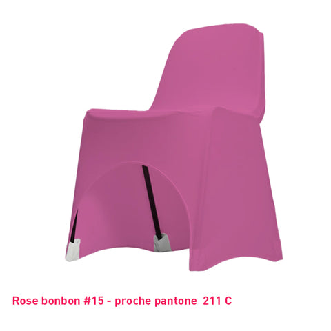 Housse de chaise rose bonbon en lycra pour dossier bas