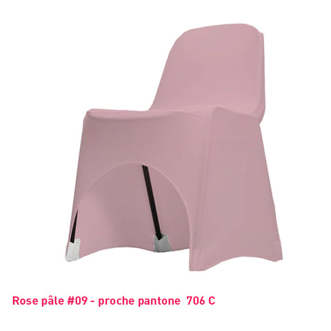 Housse de chaise rose pastel en lycra pour dossier bas