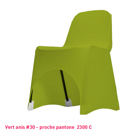 Housse de chaise vert anis en lycra pour dossier bas