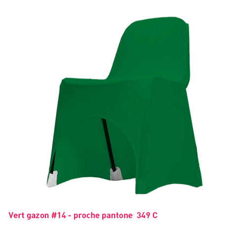 Housse de chaise vert foncé en lycra pour dossier bas