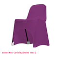 Housse de chaise violette en lycra pour dossier bas