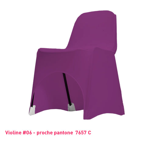 Housse de chaise violette en lycra pour dossier bas