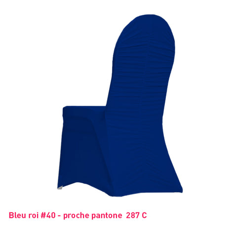 Housse de chaise bleu roi dos plissé en lycra