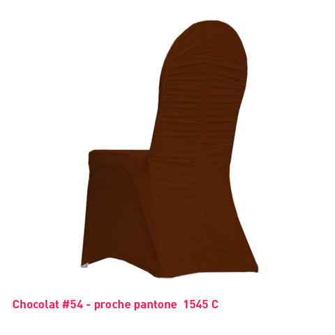 Housse de chaise chocolat dos plissé en lycra