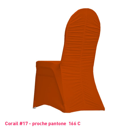 Housse de chaise corail dos plissé en lycra