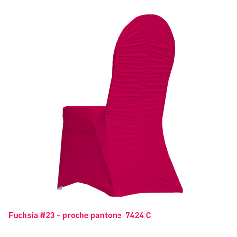 Housse de chaise fuchsia dos plissé en lycra