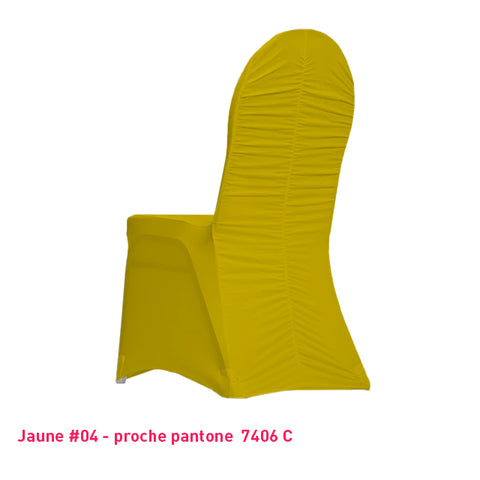 Housse de chaise jaune dos plissé en lycra