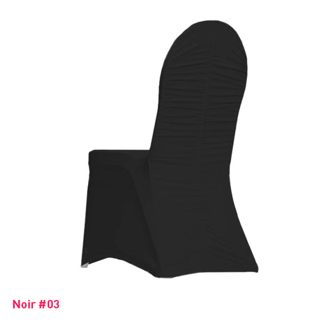 Housse de chaise noire dos plissé en lycra