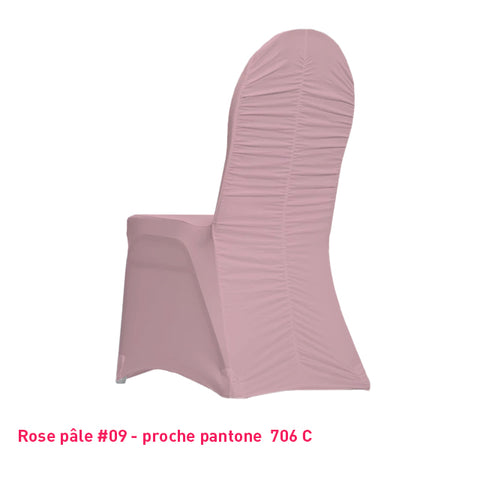 Housse de chaise rose pâle dos plissé en lycra