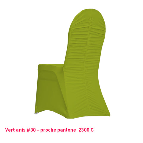Housse de chaise vert anis dos plissé en lycra