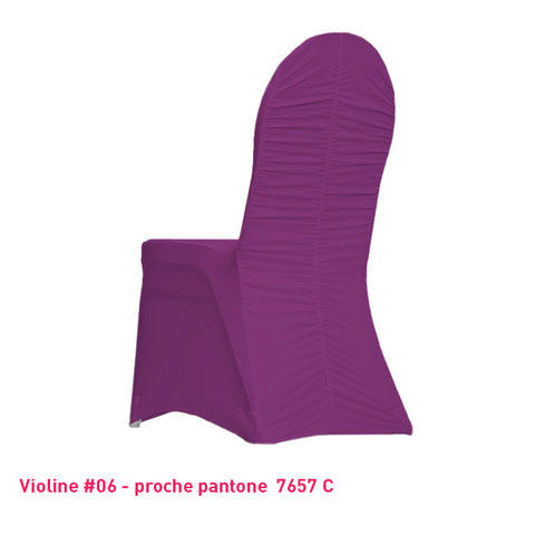 Housse de chaise violet foncé dos plissé en lycra