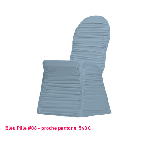 Housse de chaise plissée bleu pastel en lycra
