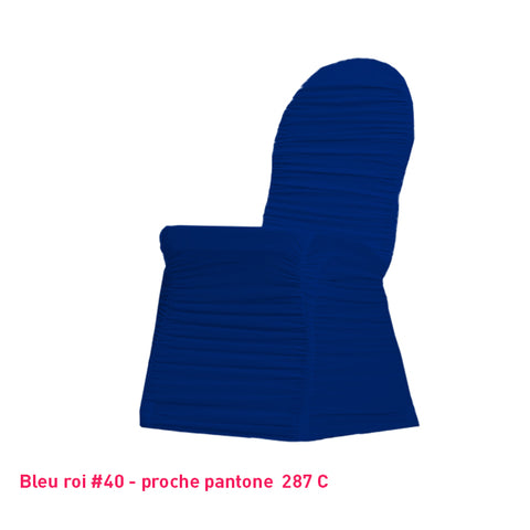 Housse de chaise plissée bleu roi en lycra