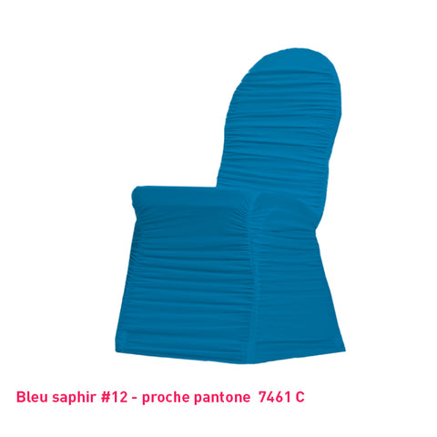 Housse de chaise plissée bleu saphir en lycra