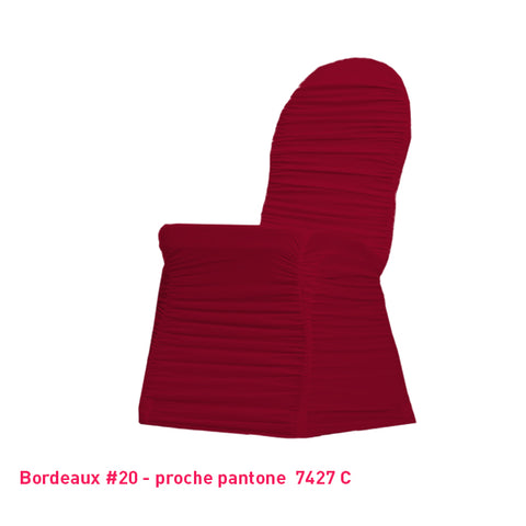 Housse de chaise plissée bordeaux en lycra