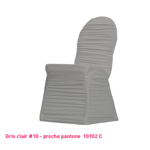 Housse de chaise plissée gris clair en lycra